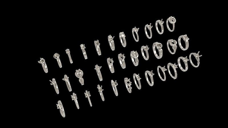 100 Plus Collection Engagement Ladies Rings Jewelry  3D print model_12