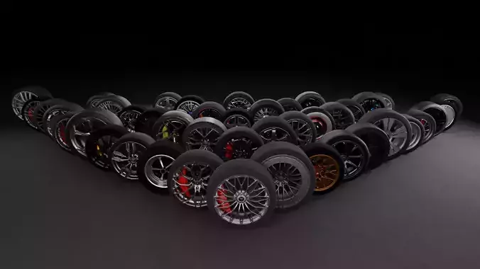 43 High Quality Rims with wheels and calipers 3D model