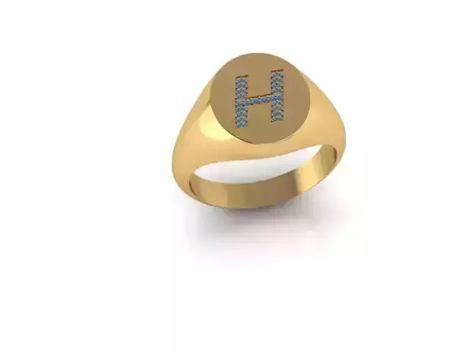 Signet H Ring 3D print model
