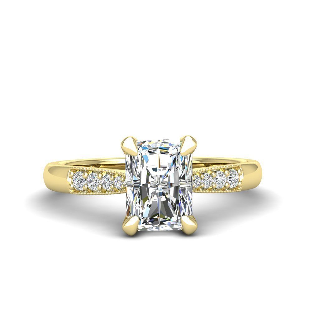 Engagement ring Lara radiant 3D print model_11