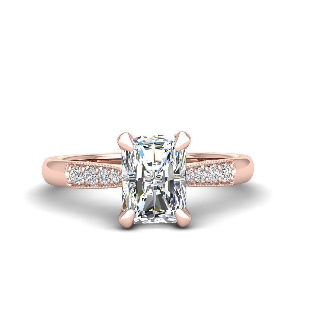 Engagement ring Lara radiant 3D print model_12