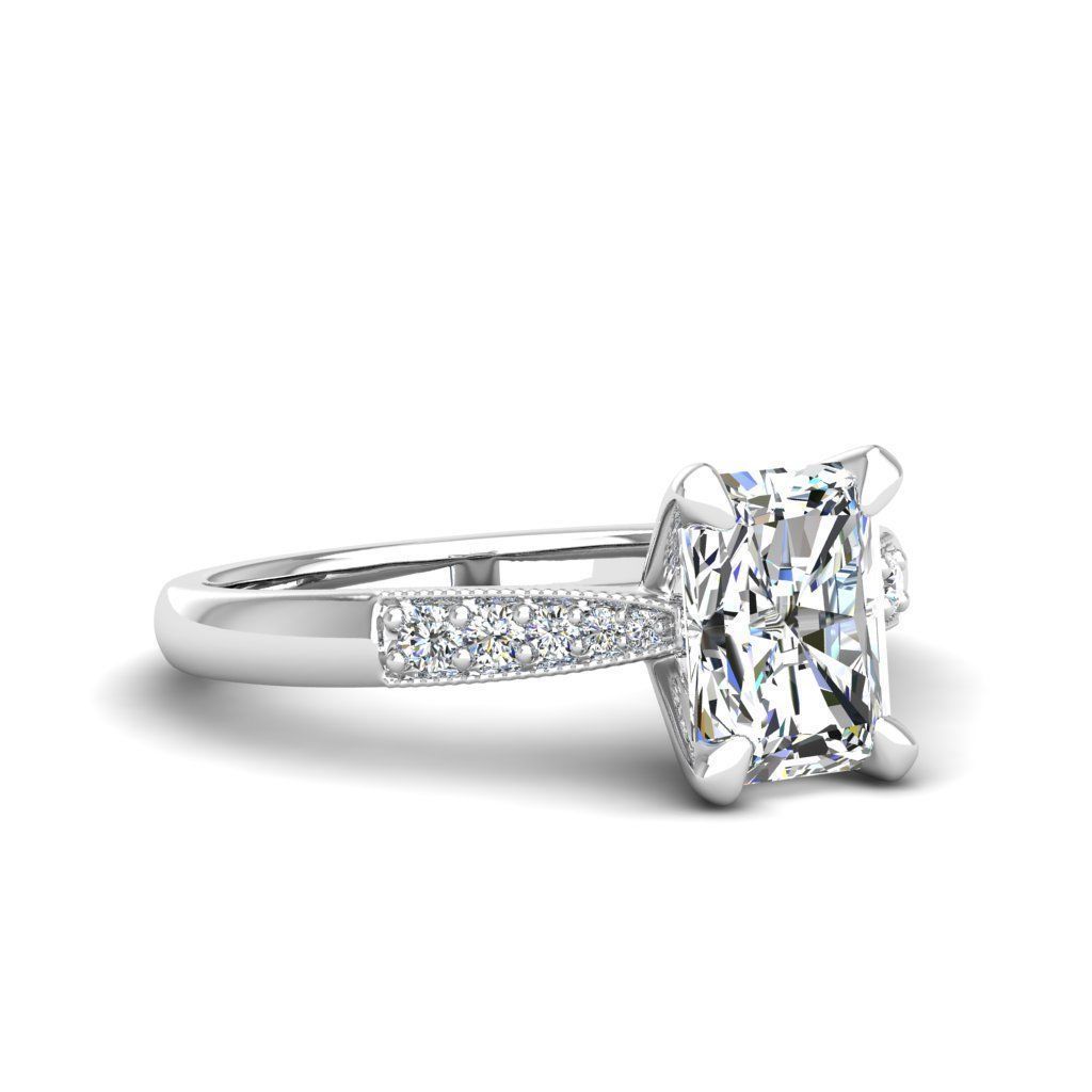 Engagement ring Lara radiant 3D print model_9