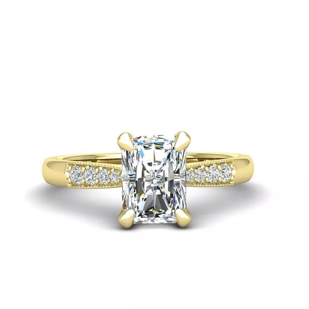 Engagement ring Lara radiant 3D print model_0