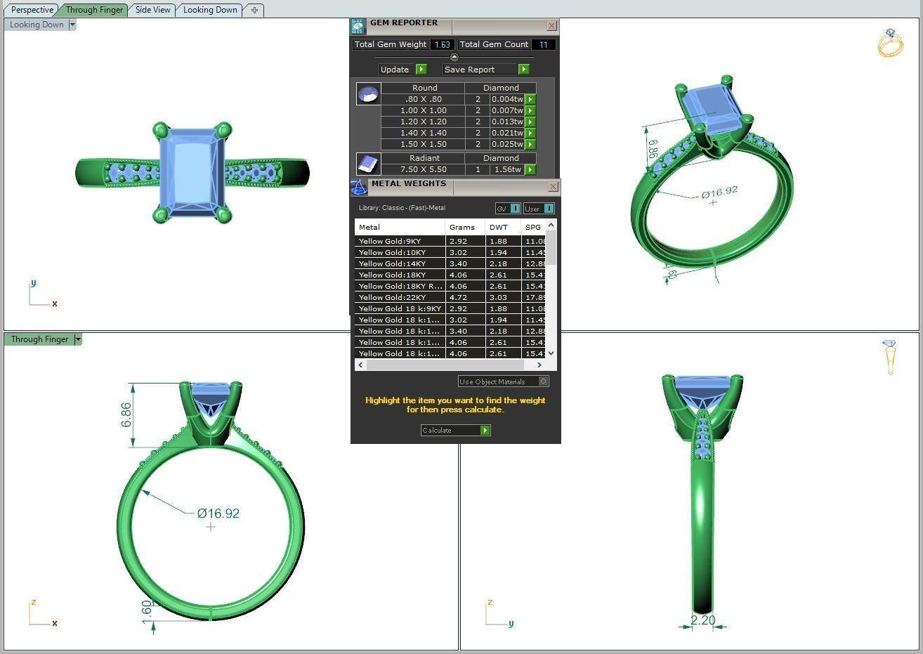 Engagement ring Lara radiant 3D print model_25