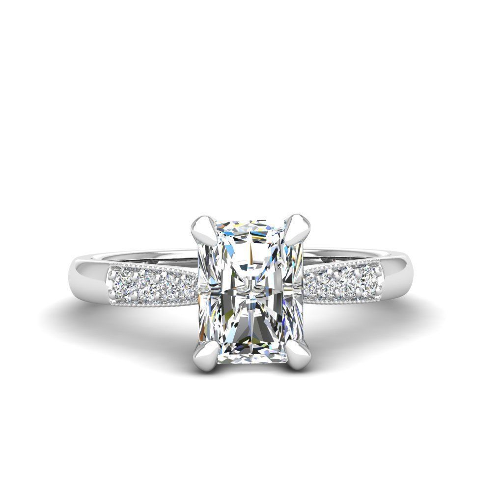 Engagement ring Lara radiant 3D print model_15