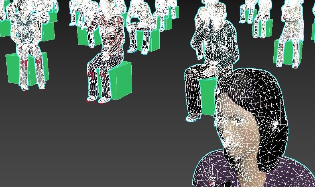 Low Poly Rigged and Animated Sitting People Pack - 200 Pieces Low-poly 3D model_14