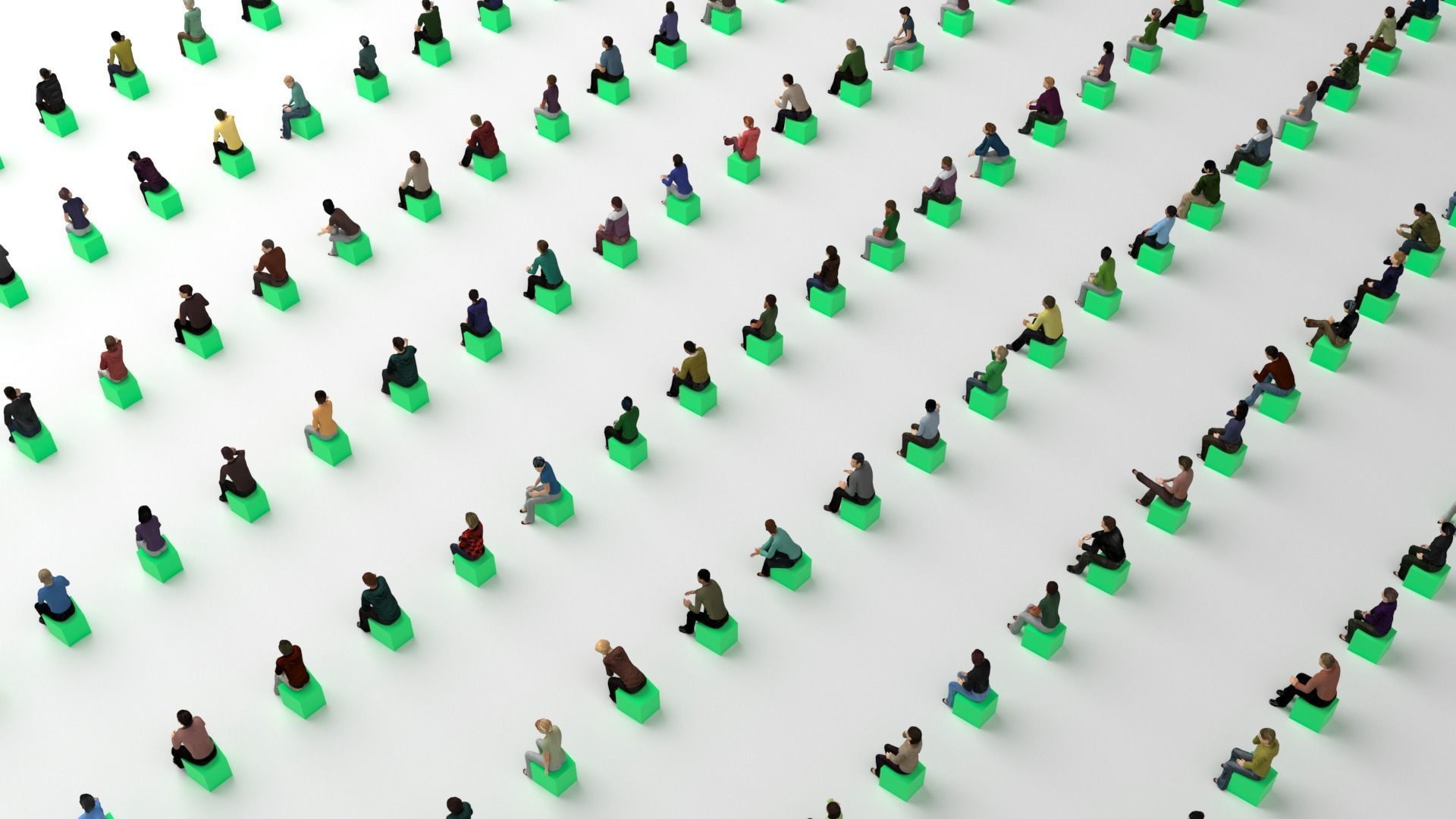 Low Poly Rigged and Animated Sitting People Pack - 200 Pieces Low-poly 3D model_4