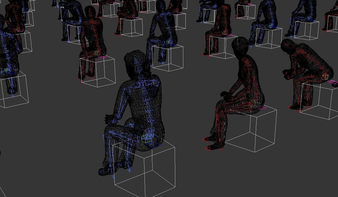 Low Poly Rigged and Animated Sitting People Pack - 200 Pieces Low-poly 3D model_13
