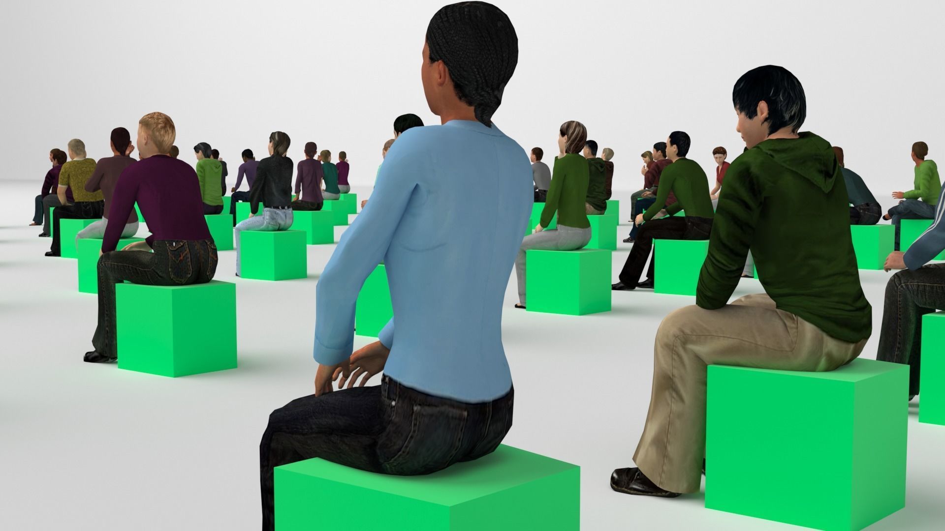 Low Poly Rigged and Animated Sitting People Pack - 200 Pieces Low-poly 3D model_6