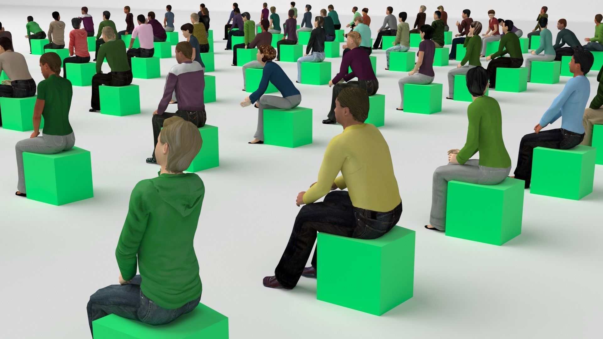 Low Poly Rigged and Animated Sitting People Pack - 200 Pieces Low-poly 3D model_8