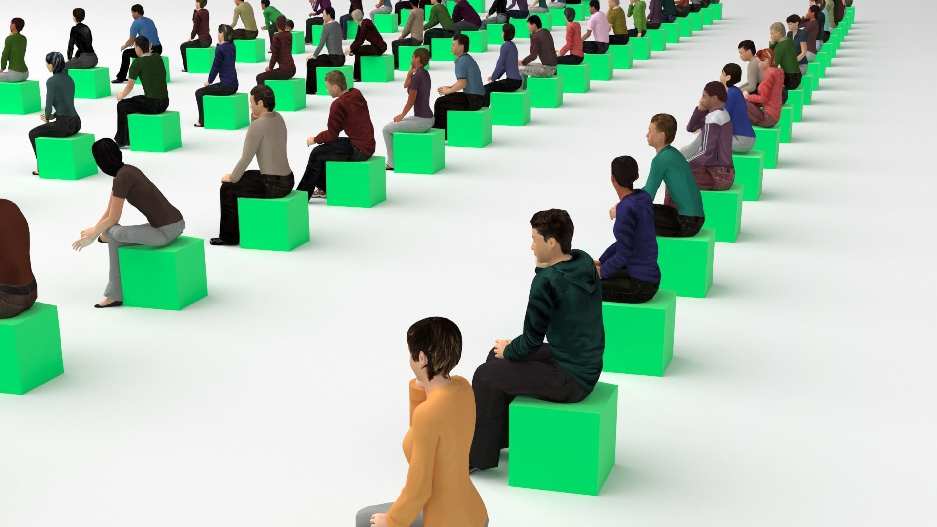 Low Poly Rigged and Animated Sitting People Pack - 200 Pieces Low-poly 3D model_2