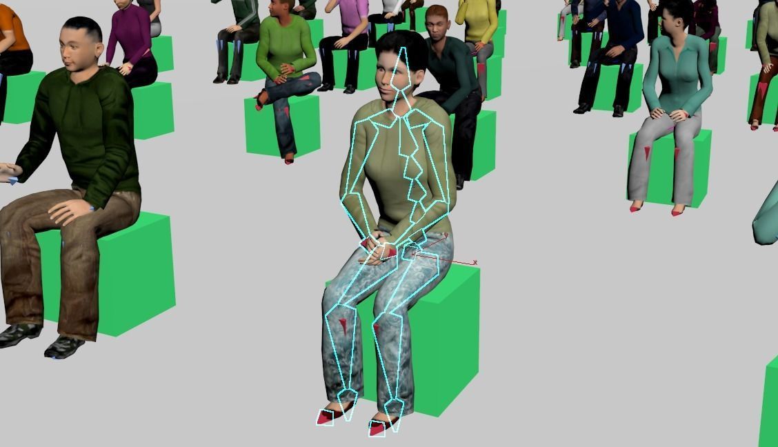 Low Poly Rigged and Animated Sitting People Pack - 200 Pieces Low-poly 3D model_12