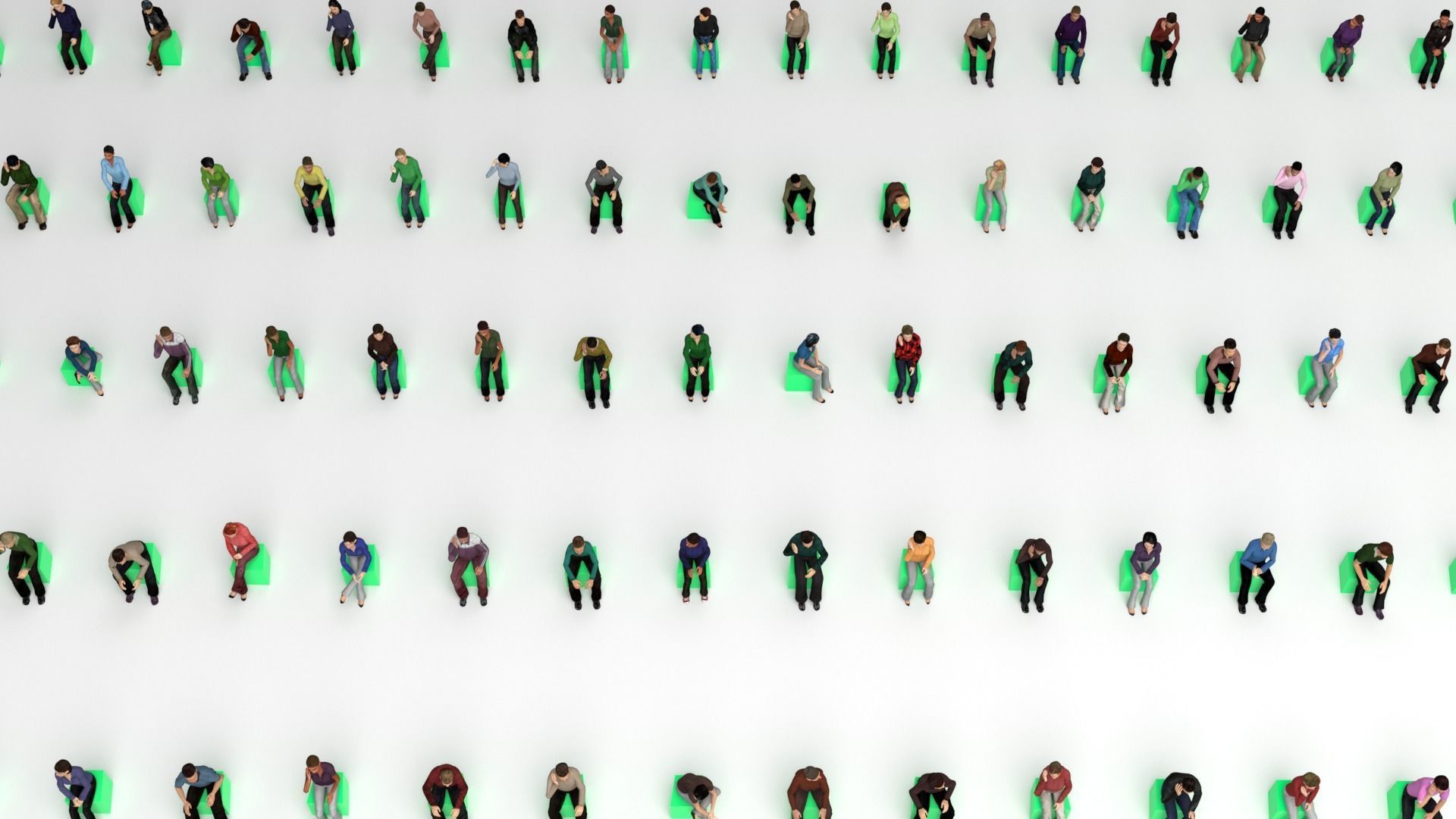 Low Poly Rigged and Animated Sitting People Pack - 200 Pieces Low-poly 3D model_3