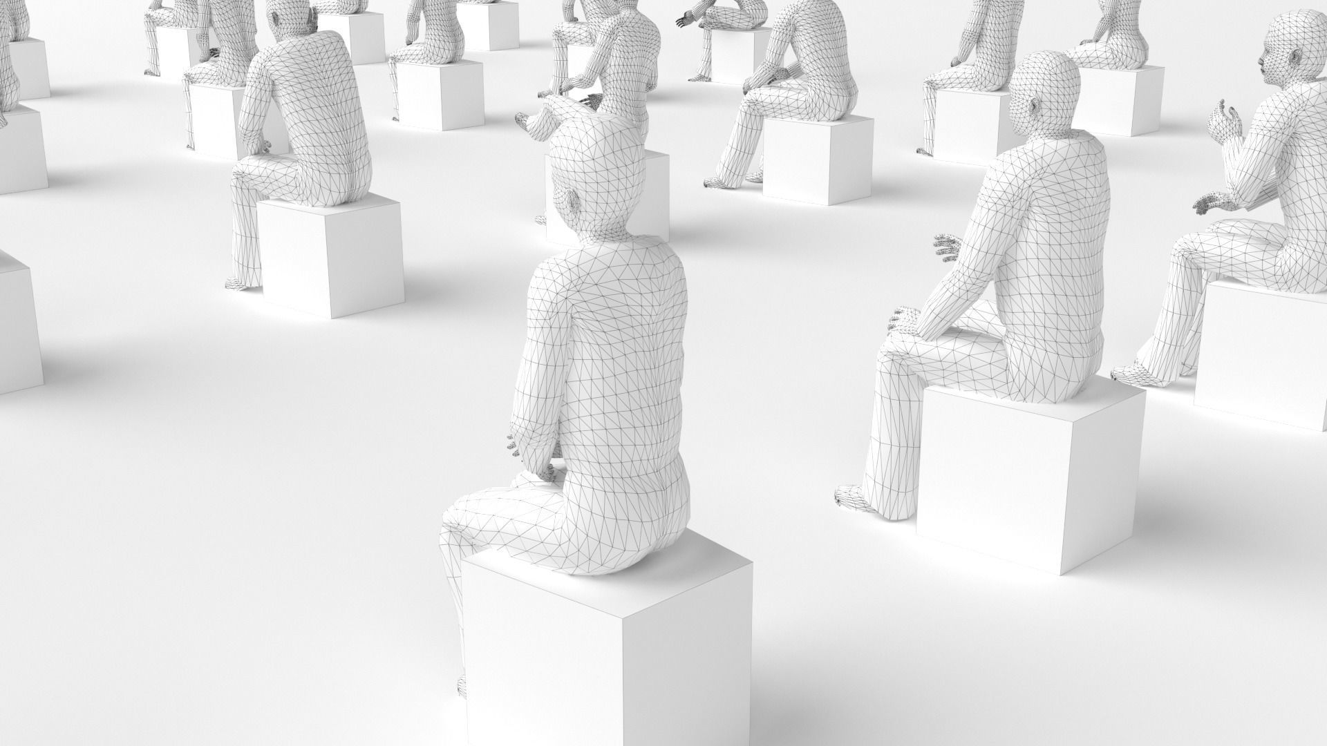Low Poly Rigged and Animated Sitting People Pack - 200 Pieces Low-poly 3D model_11