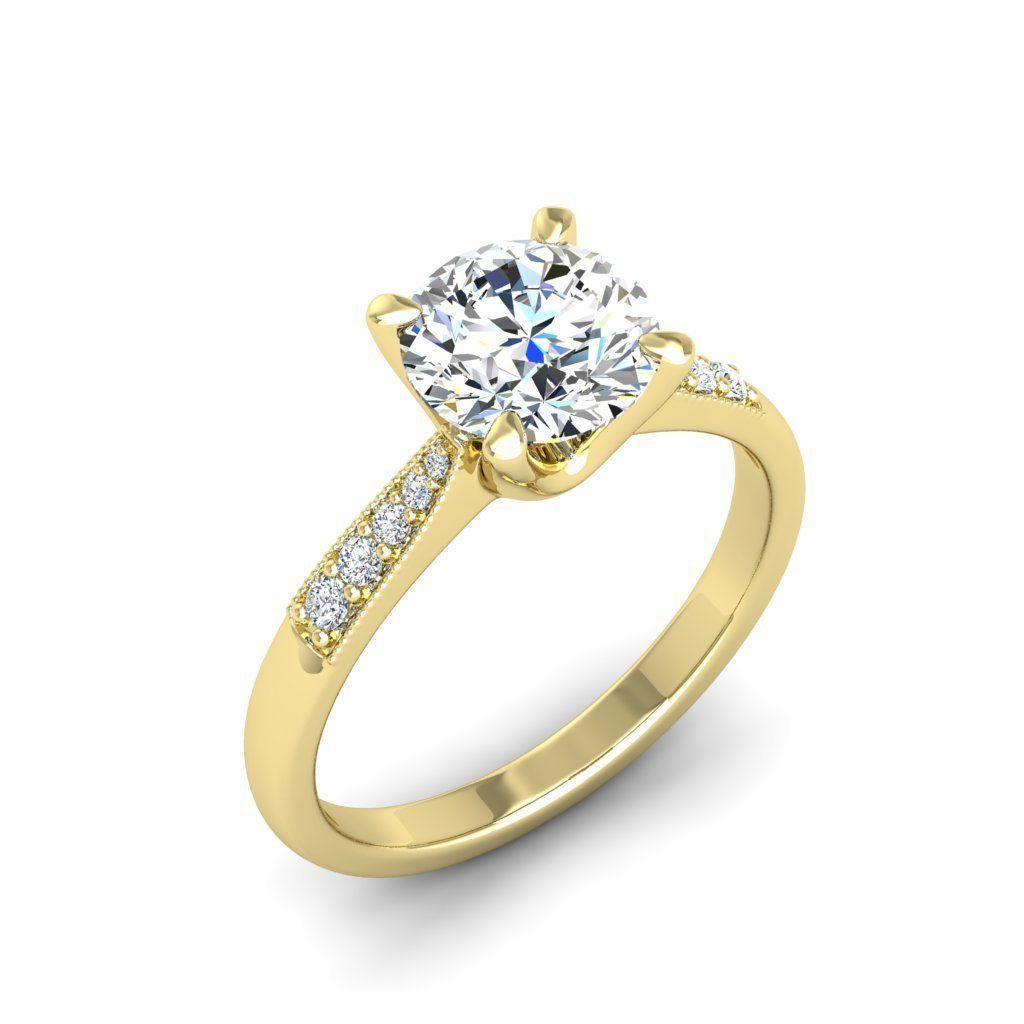 Engagement ring Lara round 3D print model_23