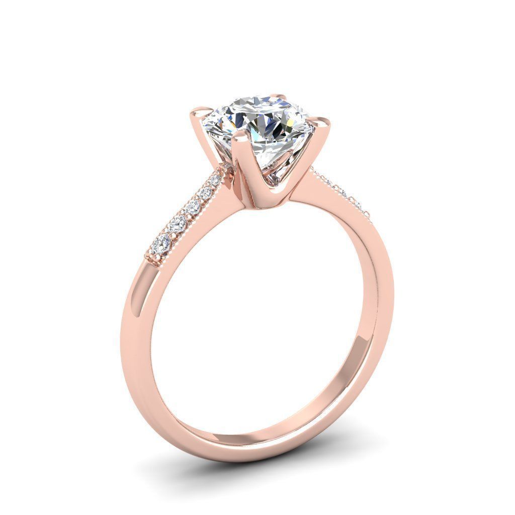 Engagement ring Lara round 3D print model_7