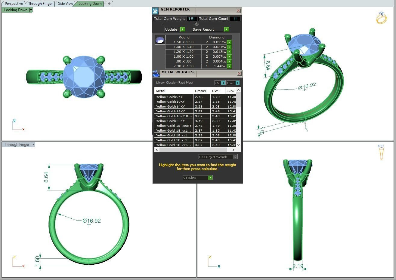 Engagement ring Lara round 3D print model_20