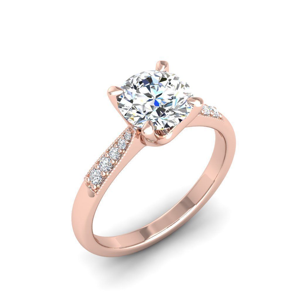 Engagement ring Lara round 3D print model_4