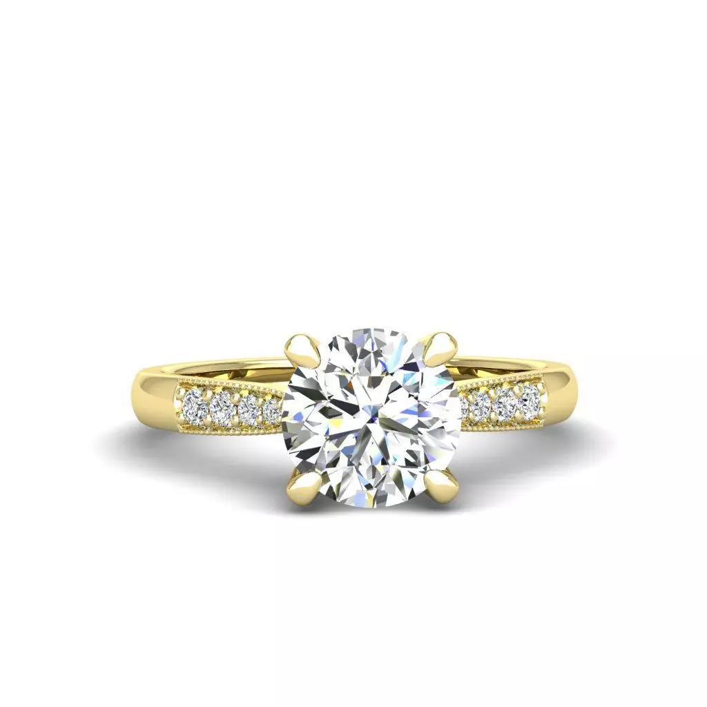 Engagement ring Lara round 3D print model_0