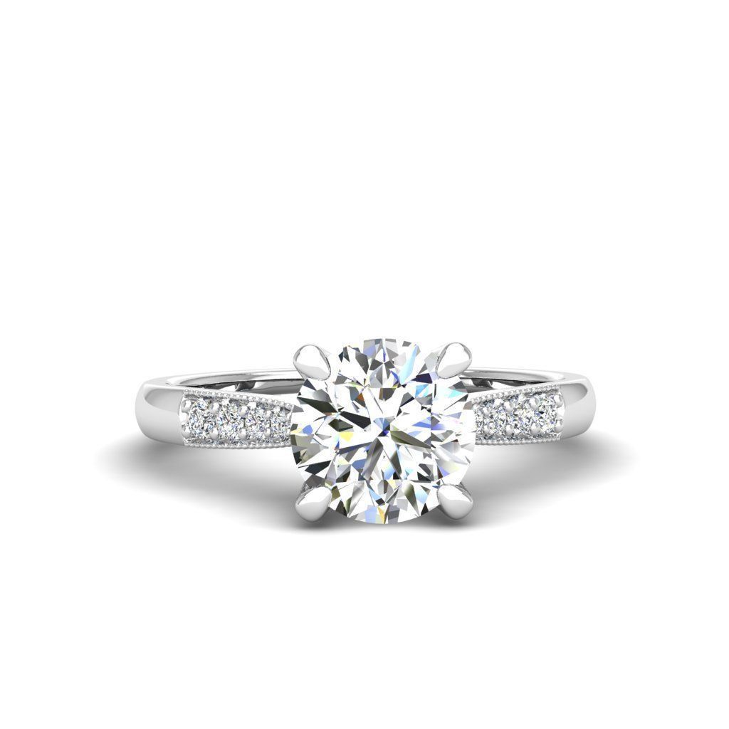 Engagement ring Lara round 3D print model_21