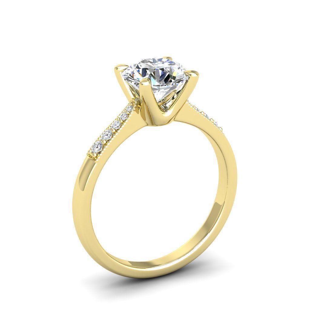 Engagement ring Lara round 3D print model_10