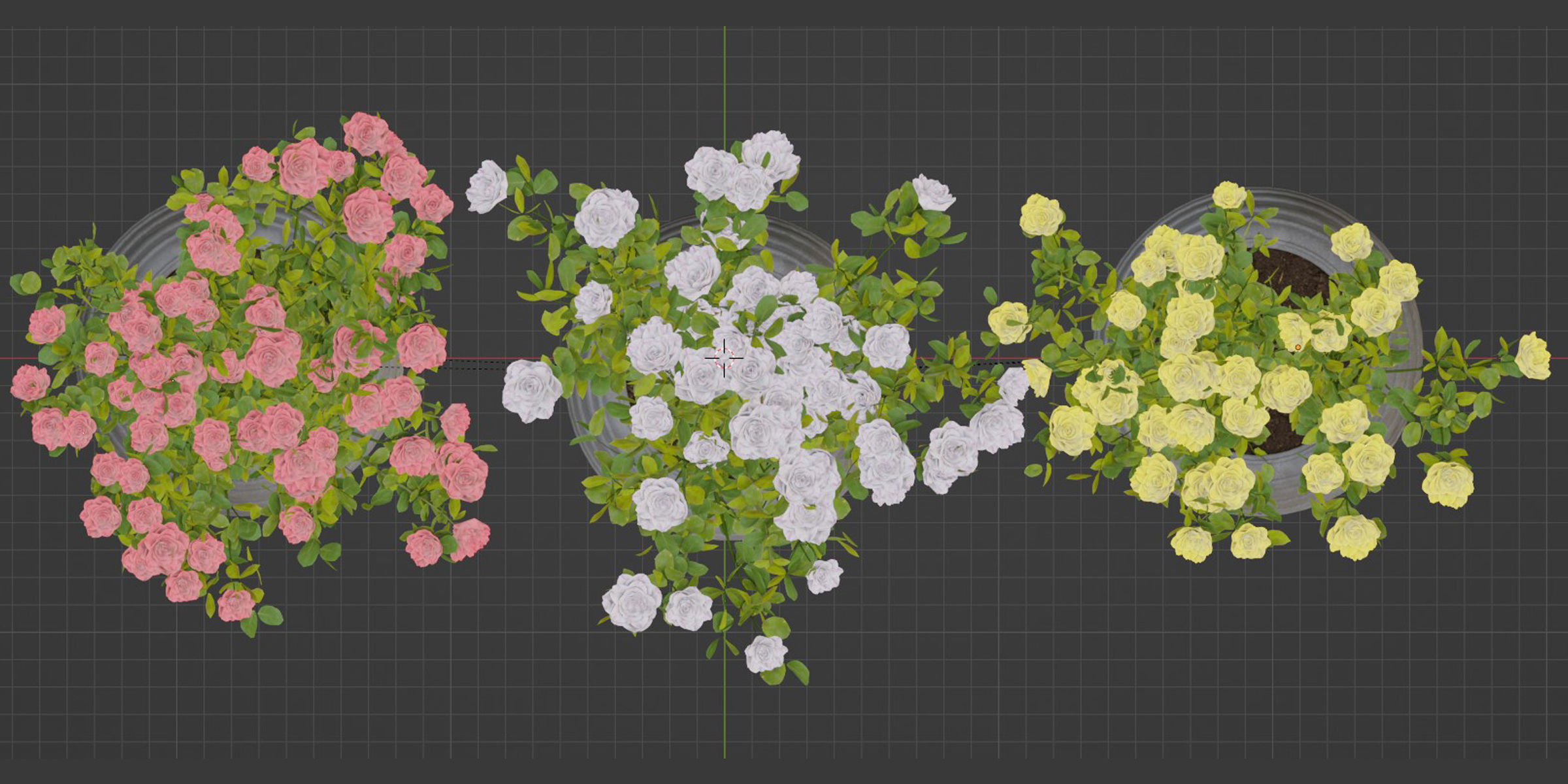 Rose flowering bushes collection vol 77-Blender 3D model_9