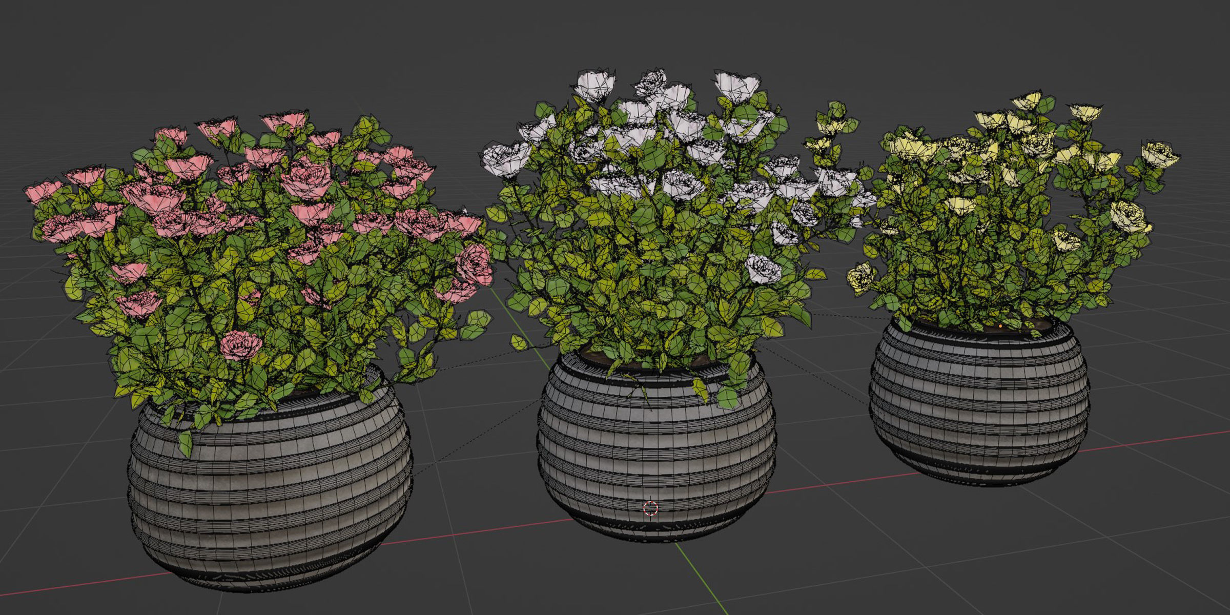 Rose flowering bushes collection vol 77-Blender 3D model_8