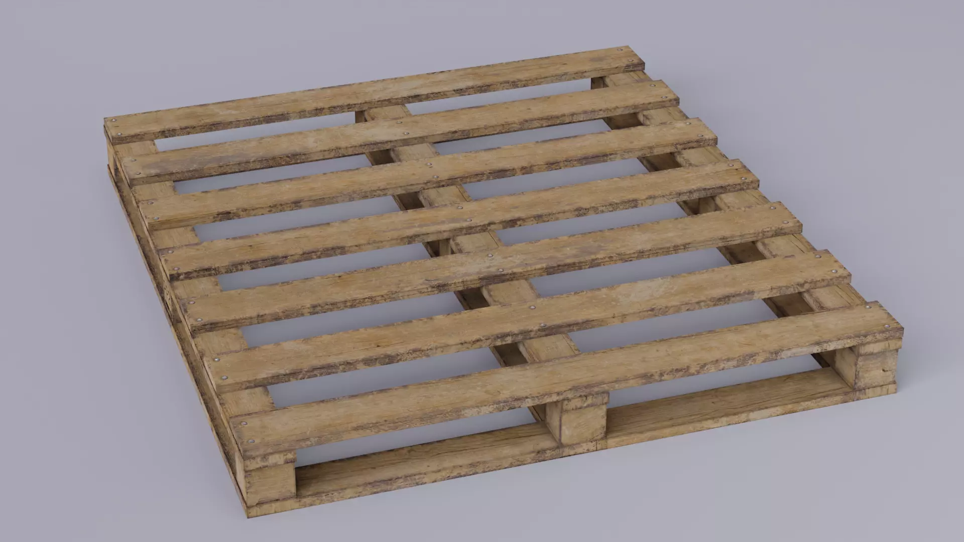 Industrial wooden pallet Low-poly 3D model_0