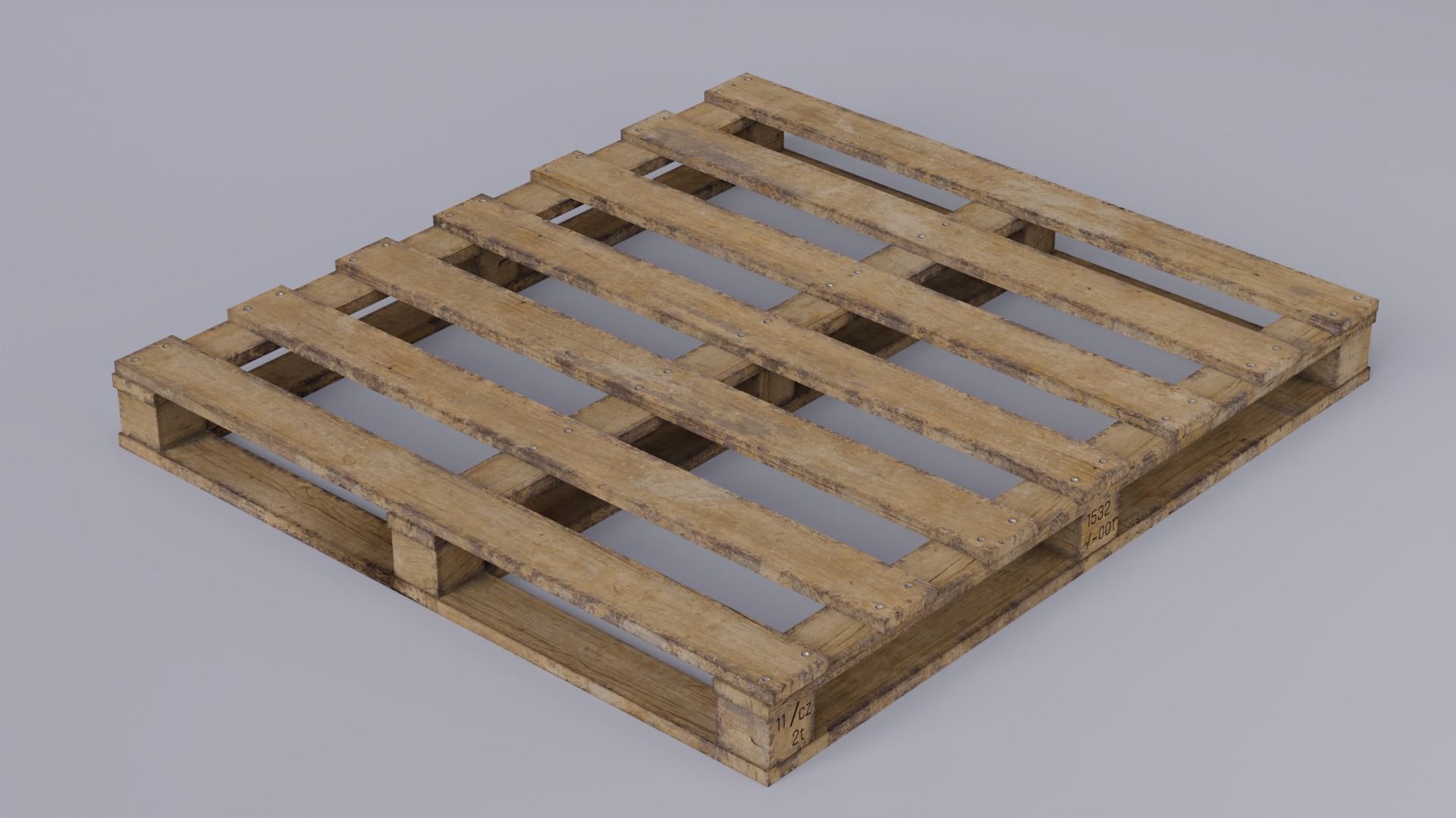 Industrial wooden pallet Low-poly 3D model_2