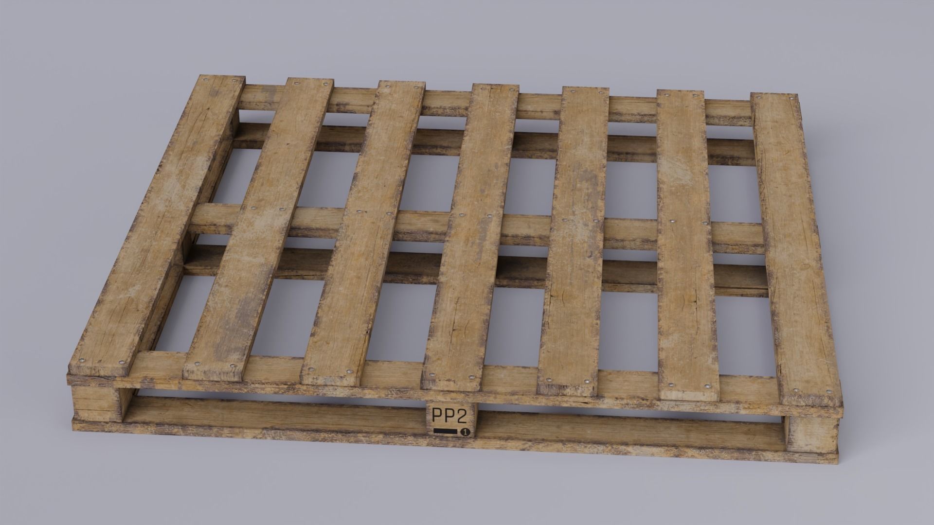 Industrial wooden pallet Low-poly 3D model_1