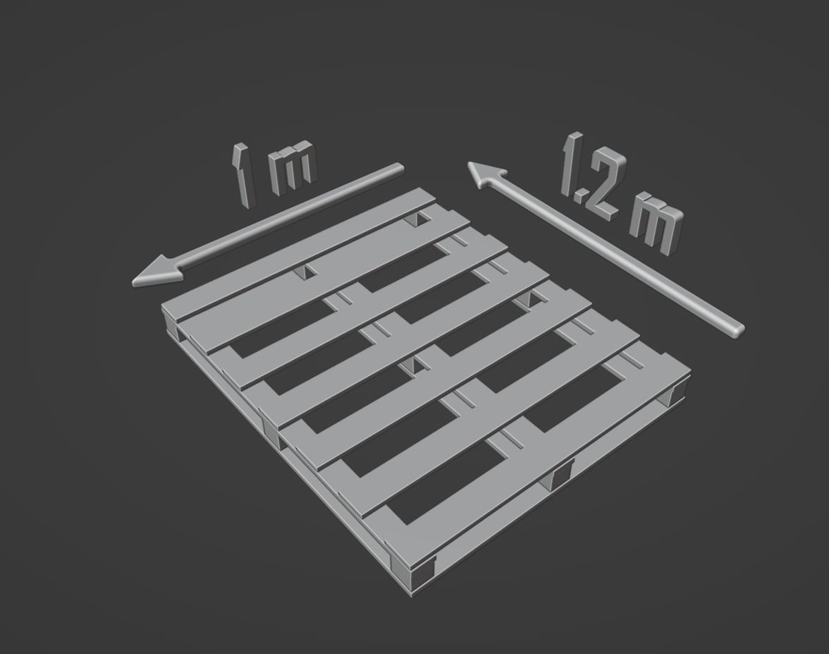 Industrial wooden pallet Low-poly 3D model_4