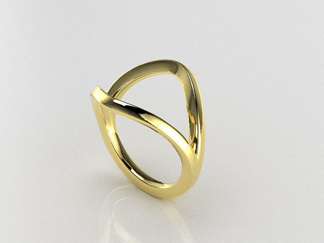 gold simple loop ring 3D print model