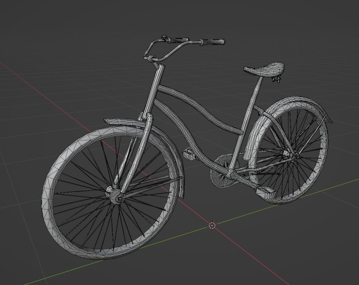 Vintage rusty bicycle Low-poly 3D model_9