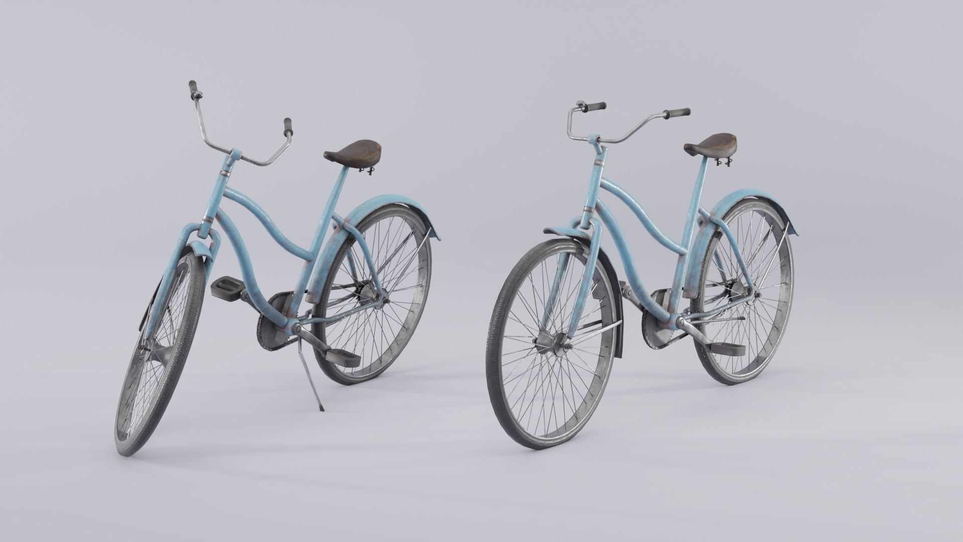 Vintage rusty bicycle Low-poly 3D model_7