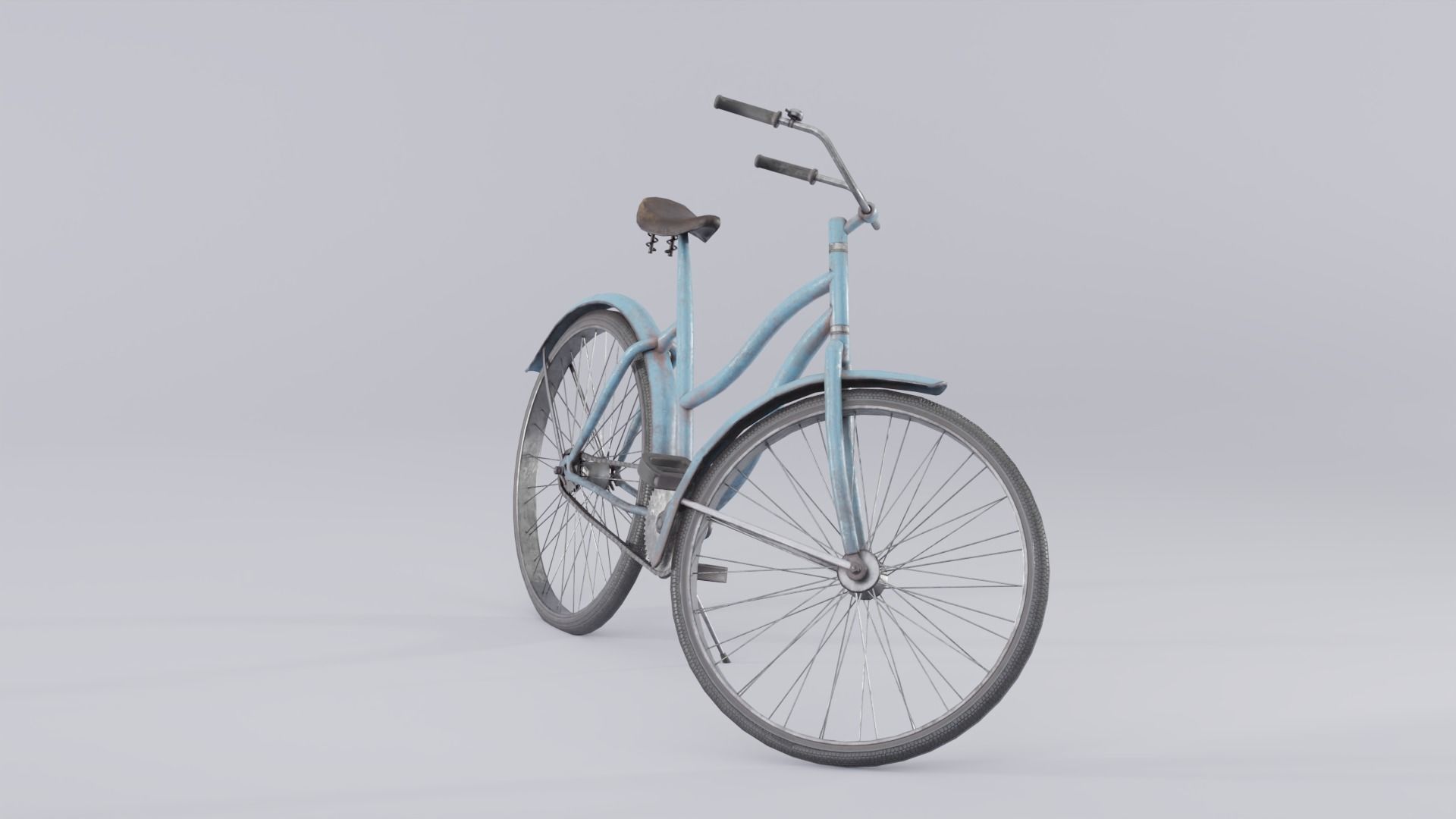 Vintage rusty bicycle Low-poly 3D model_3