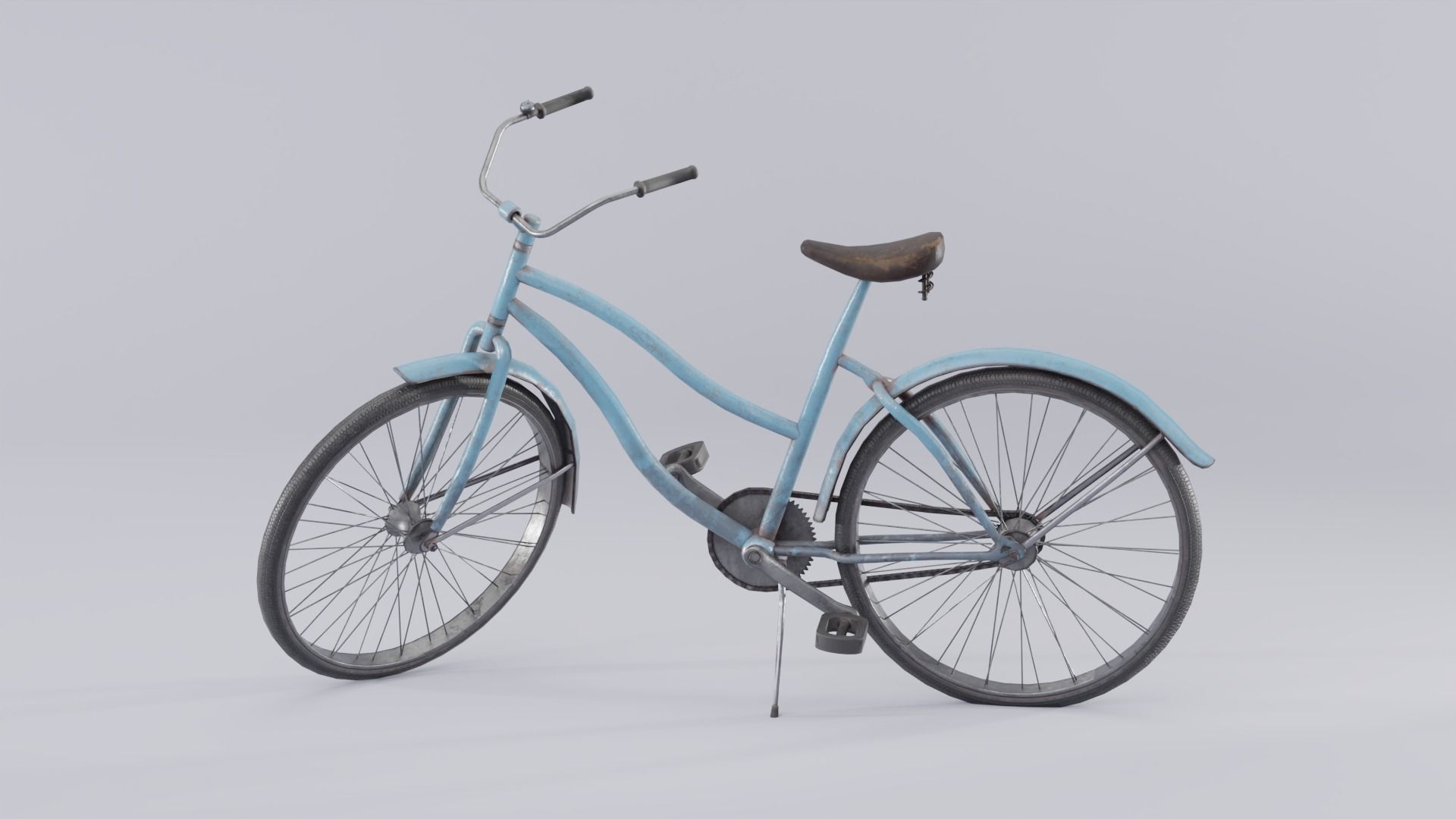 Vintage rusty bicycle Low-poly 3D model_1