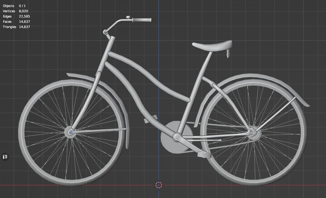 Vintage rusty bicycle Low-poly 3D model_8