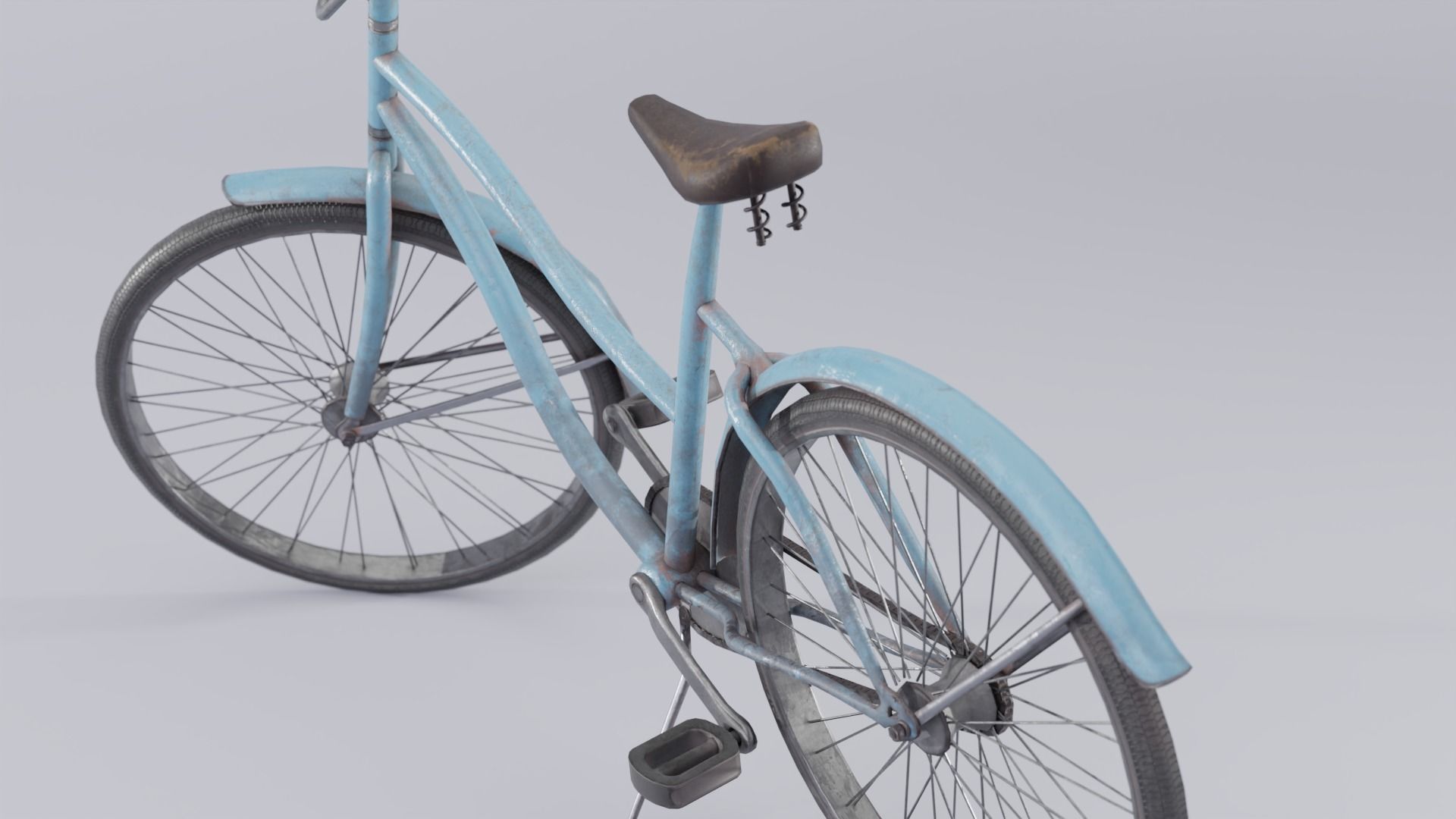 Vintage rusty bicycle Low-poly 3D model_6