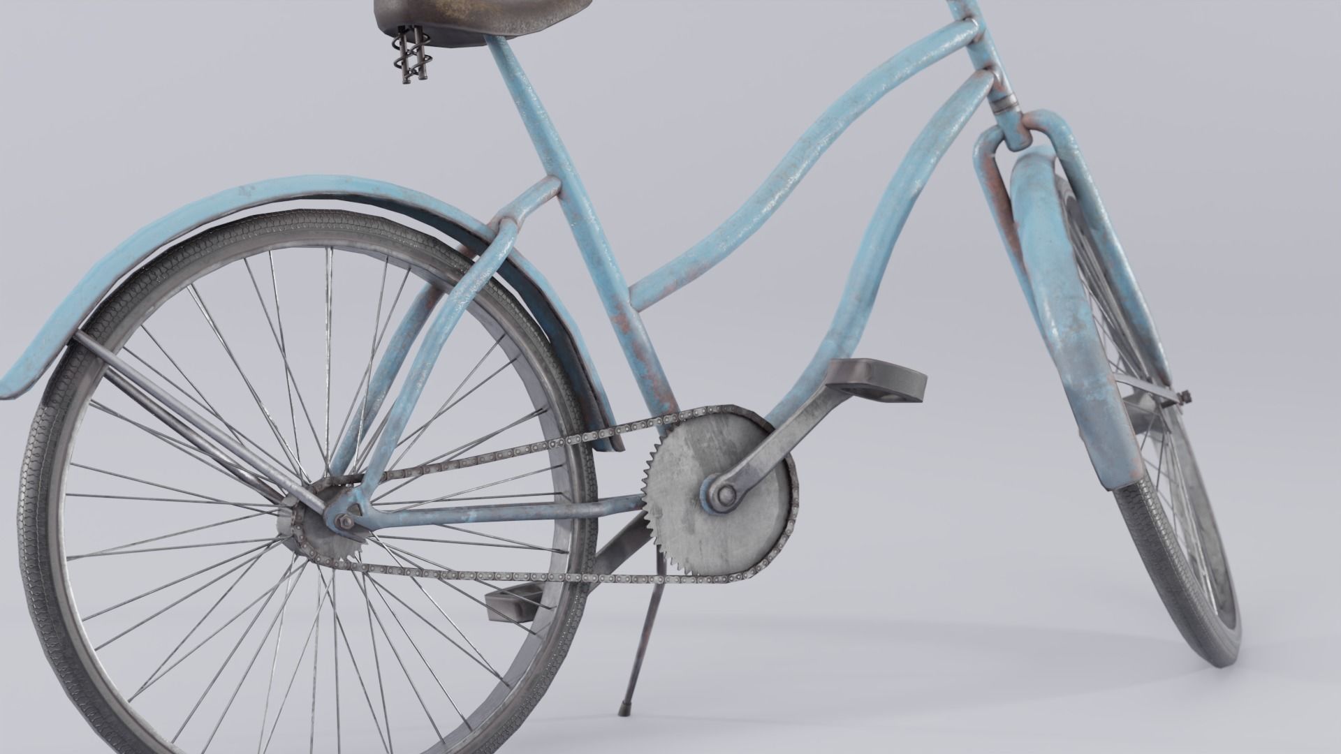 Vintage rusty bicycle Low-poly 3D model_5