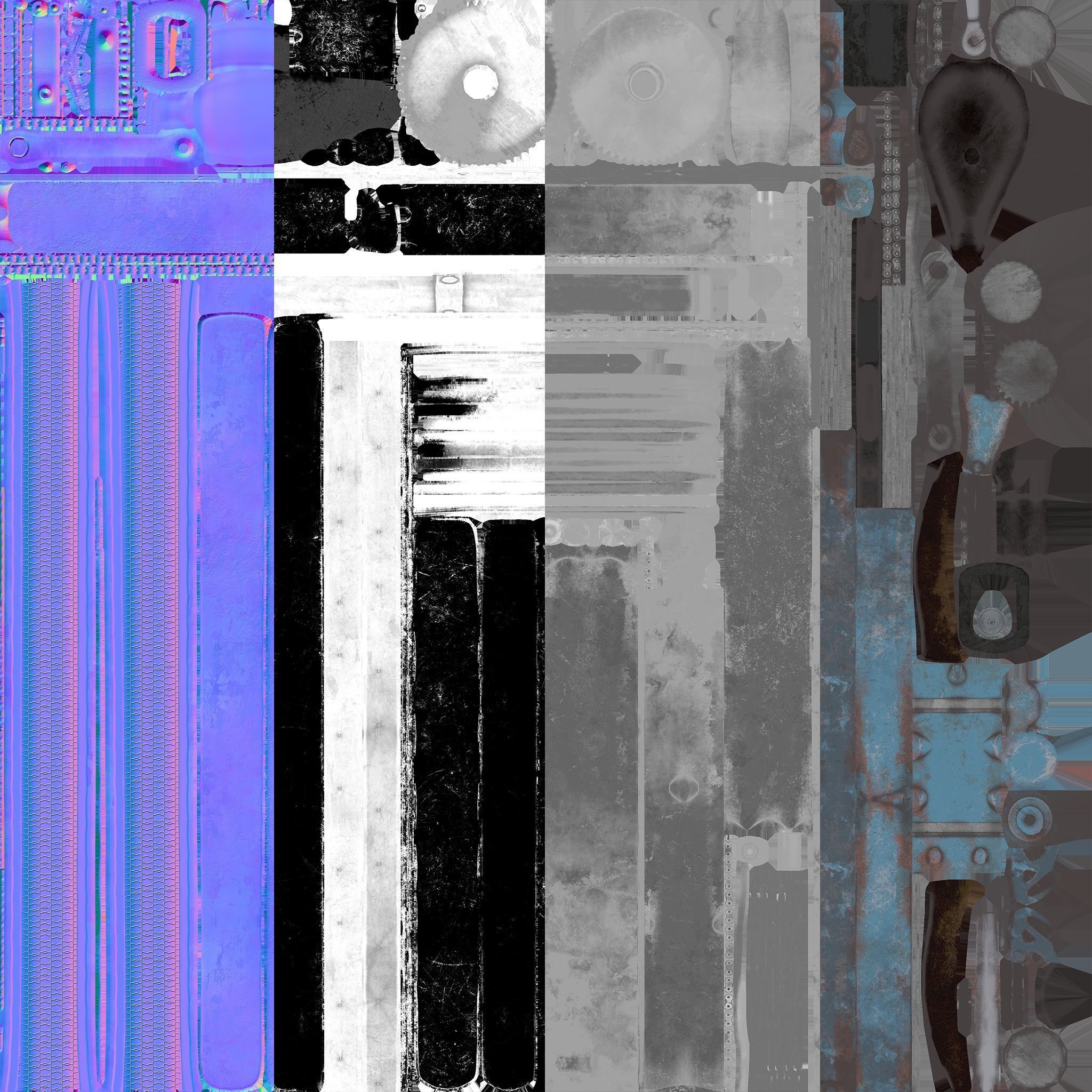 Vintage rusty bicycle Low-poly 3D model_14