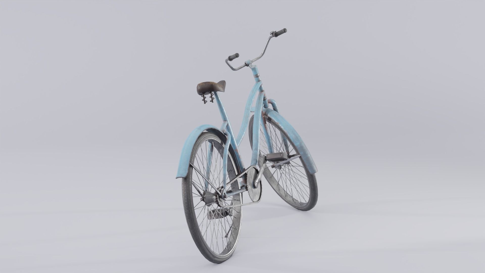 Vintage rusty bicycle Low-poly 3D model_2
