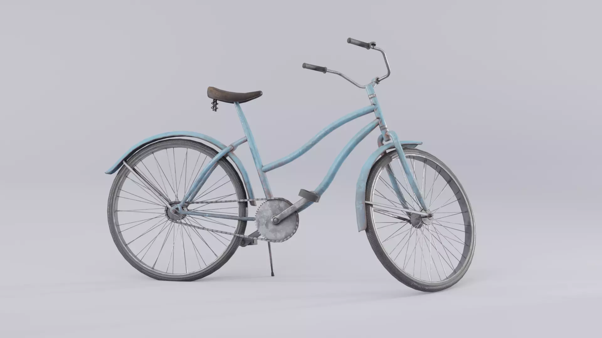 Vintage rusty bicycle Low-poly 3D model_0