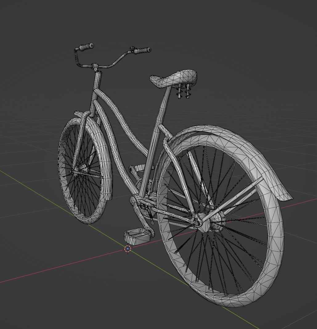 Vintage rusty bicycle Low-poly 3D model_10
