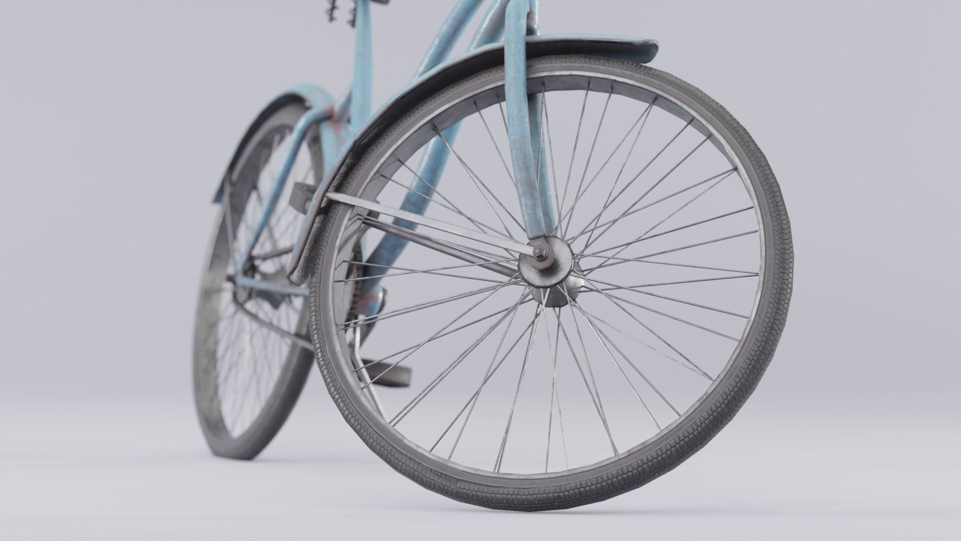 Vintage rusty bicycle Low-poly 3D model_4