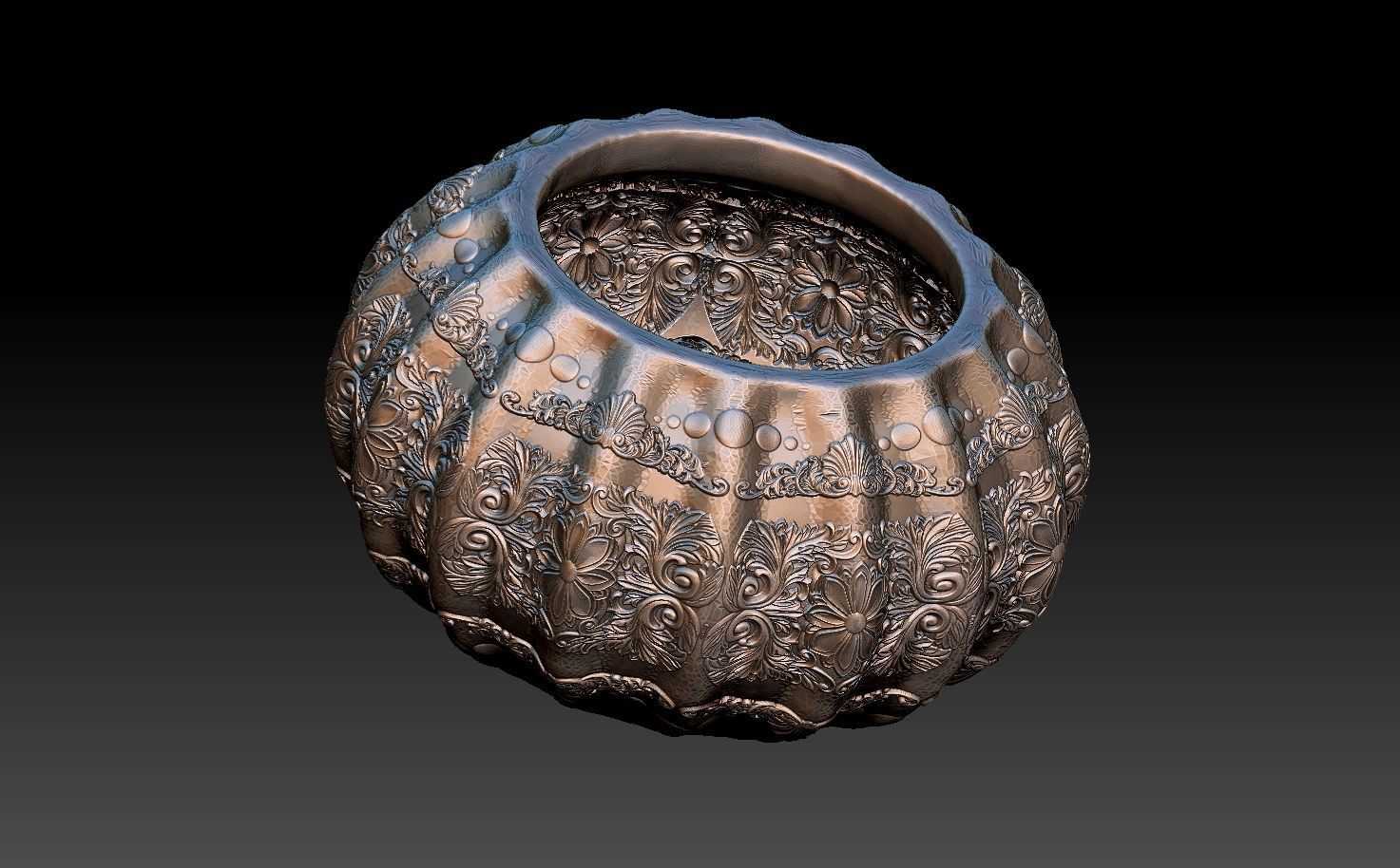 HM Succulent Flower Pot 004 3D print model_9