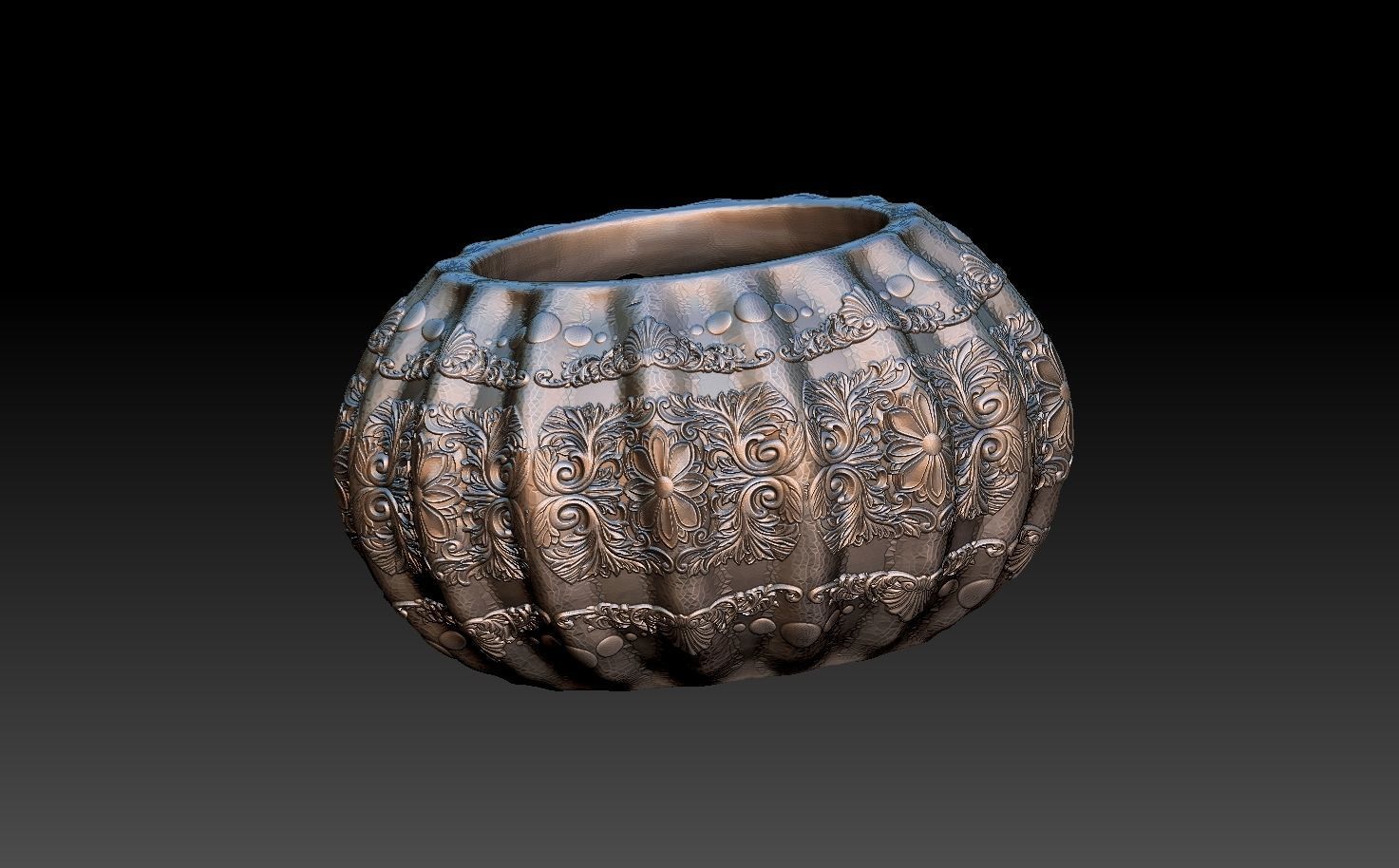 HM Succulent Flower Pot 004 3D print model_3