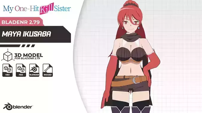 Maya Ikusaba - Isekai One Turn Kill Nee-san- 3D Model Blender Low-poly 3D model
