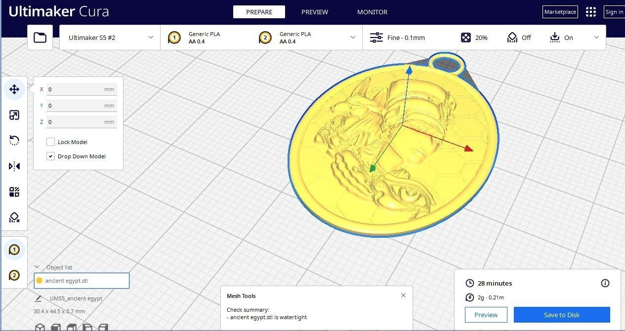 Ancient Egyption Pendant 3D print model_5