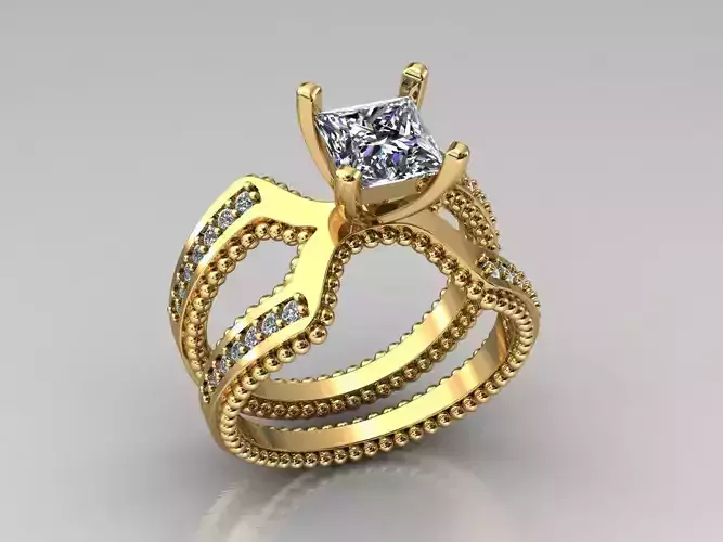 solitaire wedding engagement ring 3D print model