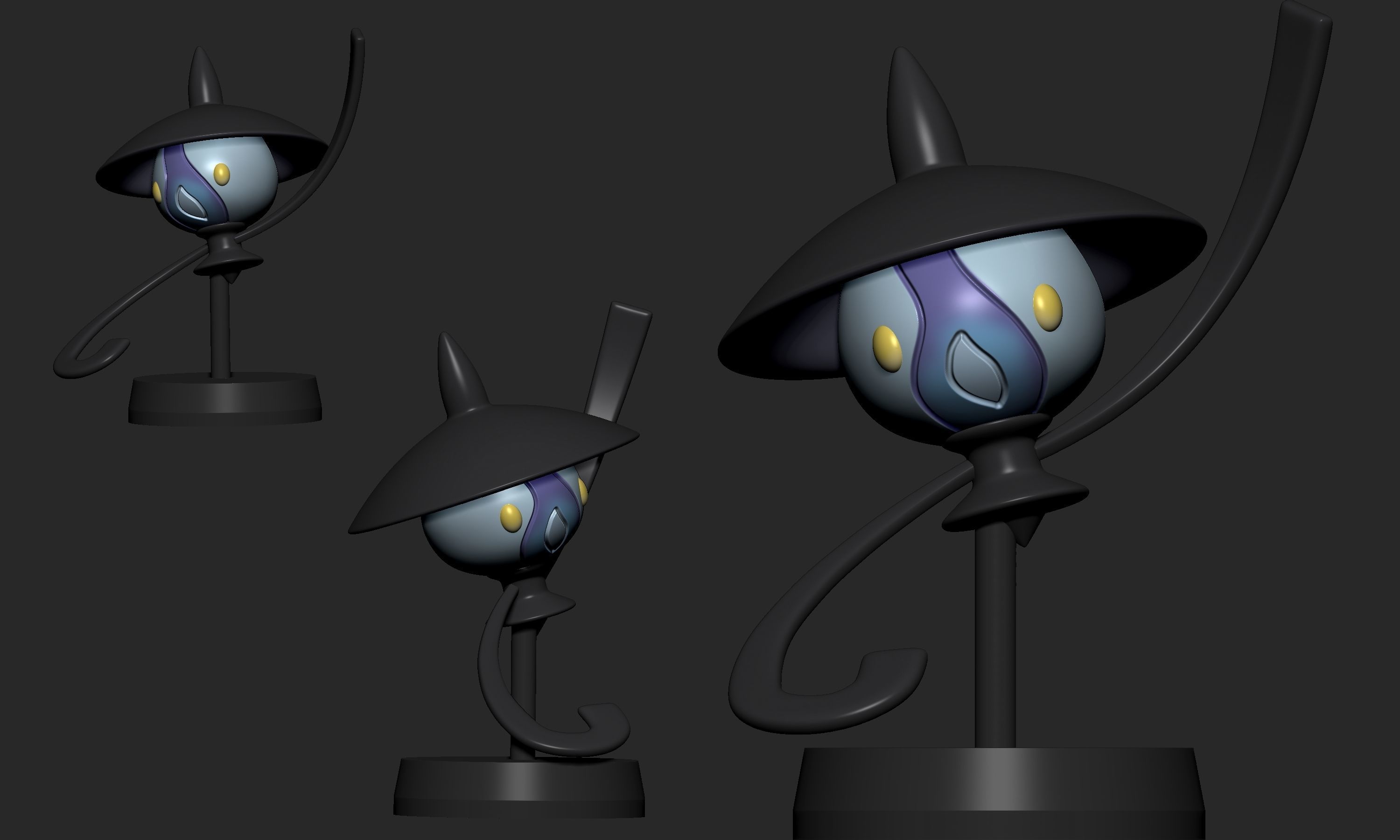 Pokemon - Litwick Lampent and Chandelure with 2 poses 3D print model_3